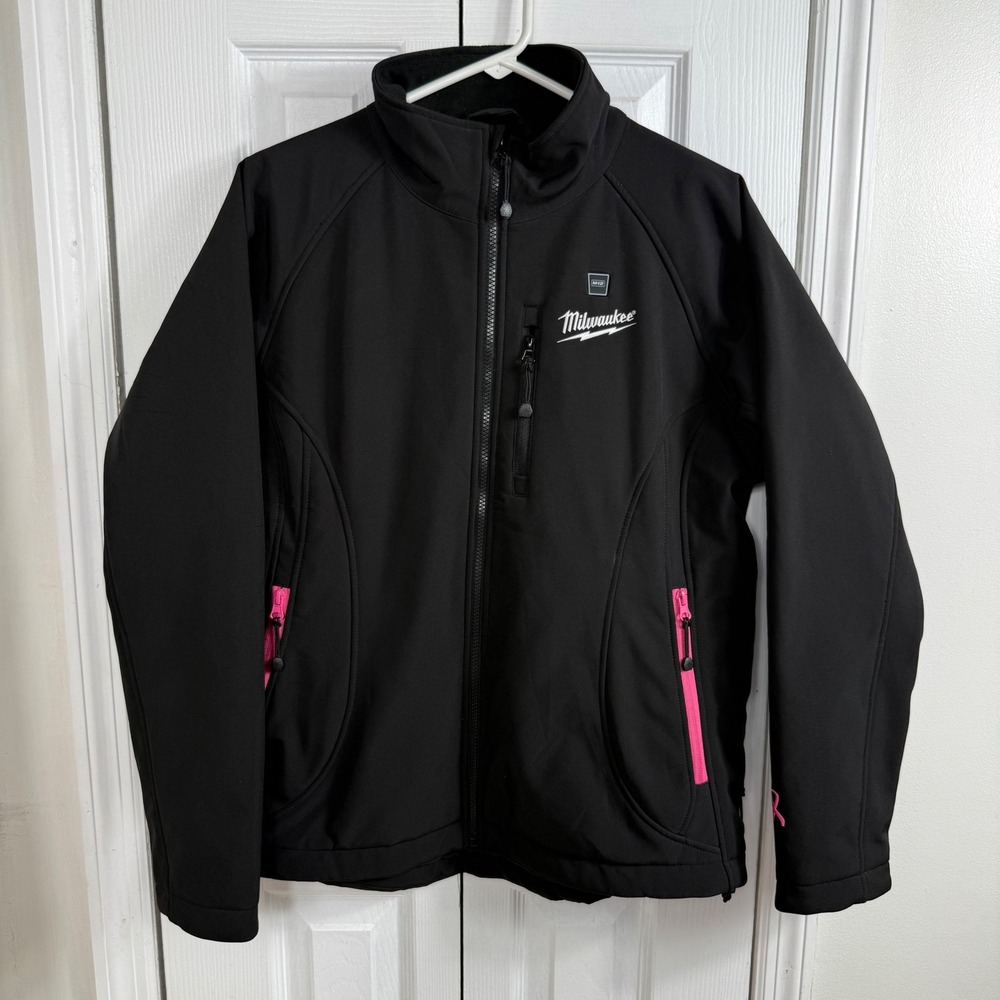 Milwaukee M12 Heated Jacket Womens L Black Pink Breast Cancer Awareness Cord